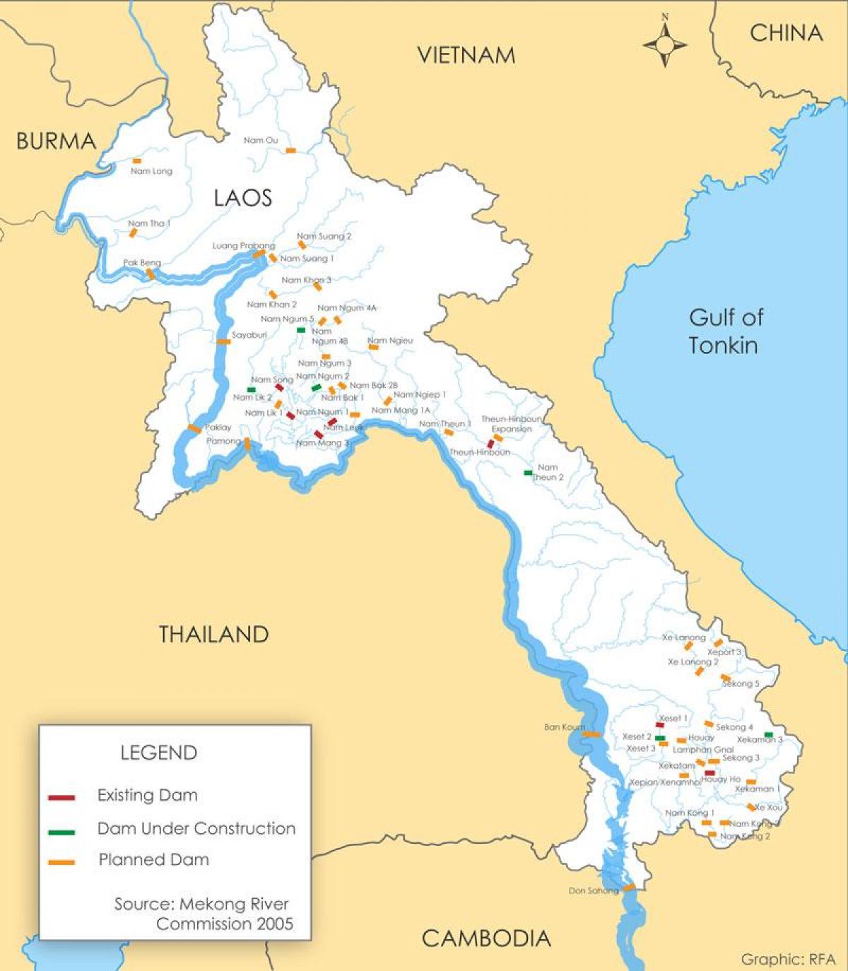 Mapa rzeki Laos 