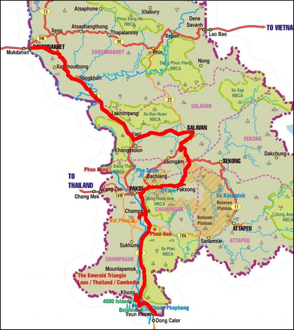 Mapa саваннакхет Laos