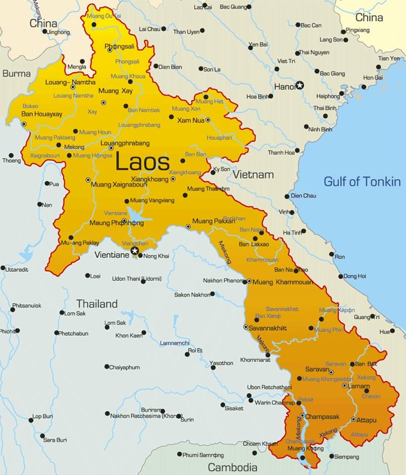 Mapa сепон w Laosie