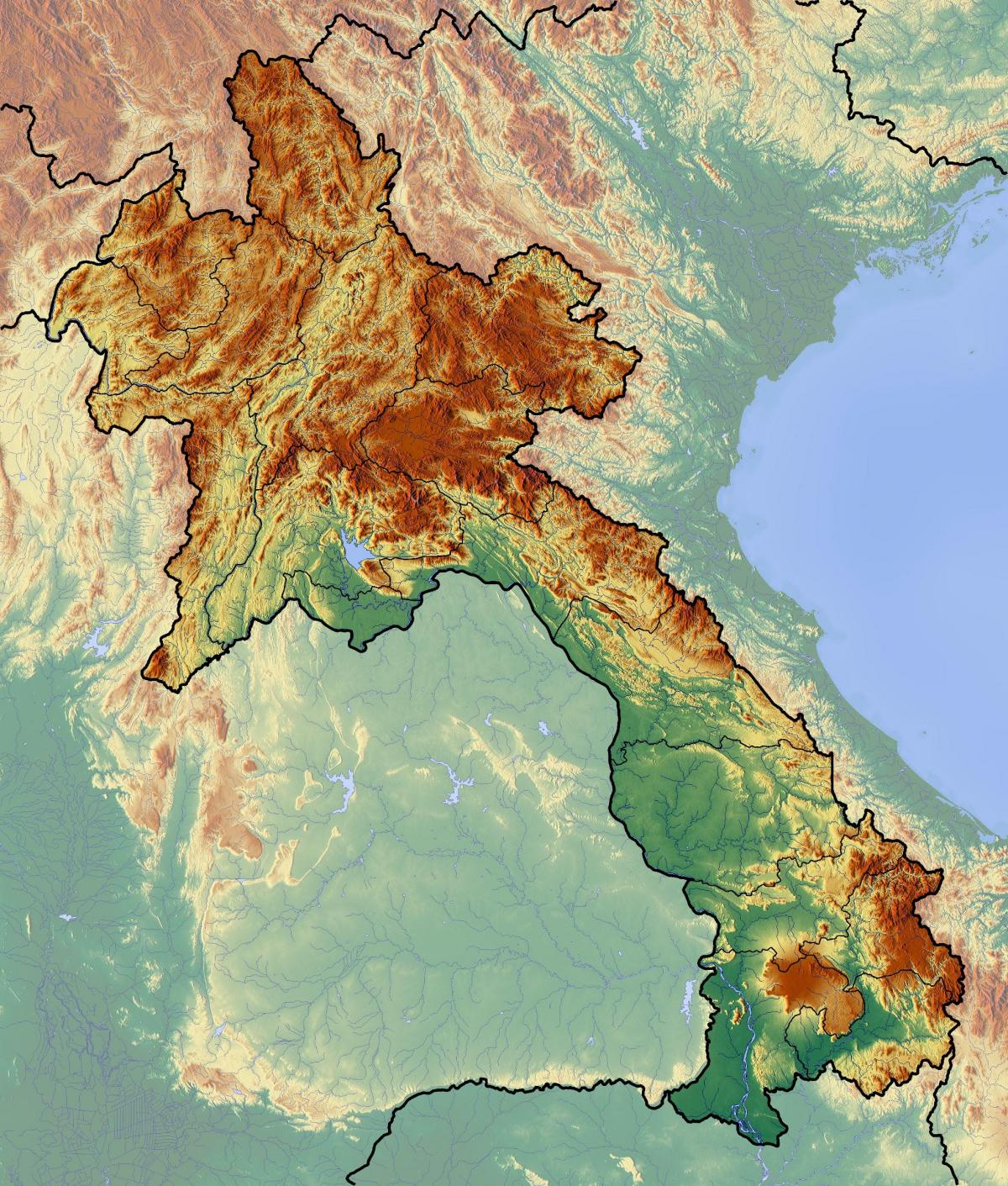 Mapa topograficzna Laos