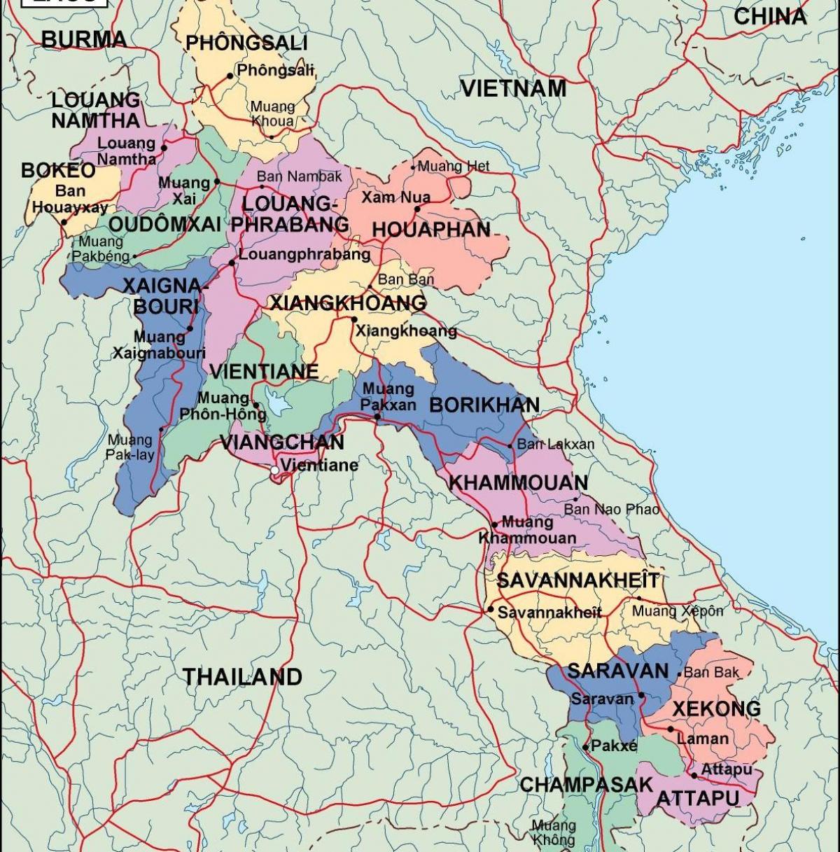 polityczne Laos mapie