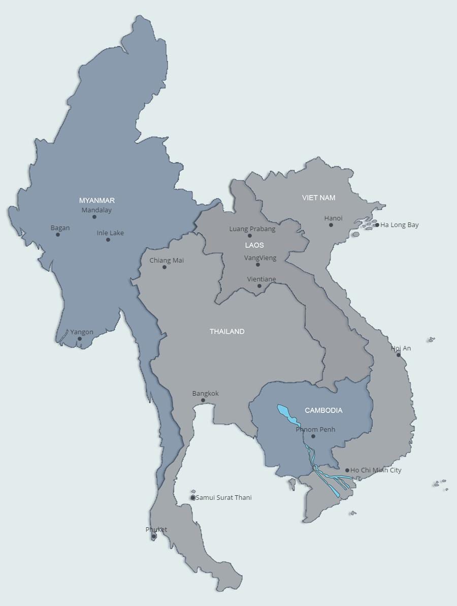 Mapa Północnego Laosu