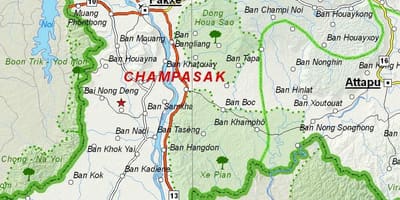 Mapa Laosu champasak