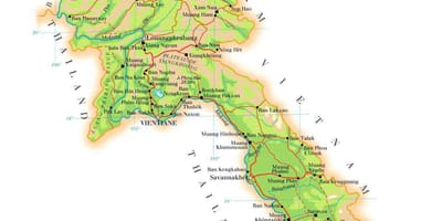 Mapa Laosu fizycznej 